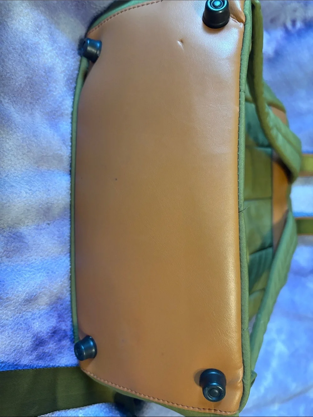 Joan & David Olive Green Backpack with Tan Trim